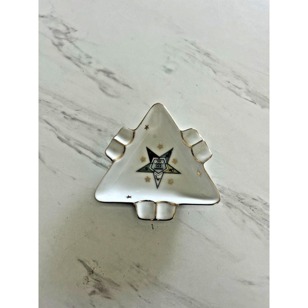 Vintage Lefton Masonic Order of the Eastern Star Triangle Ashtray Dish Ceramic A - Picture 2 of 7